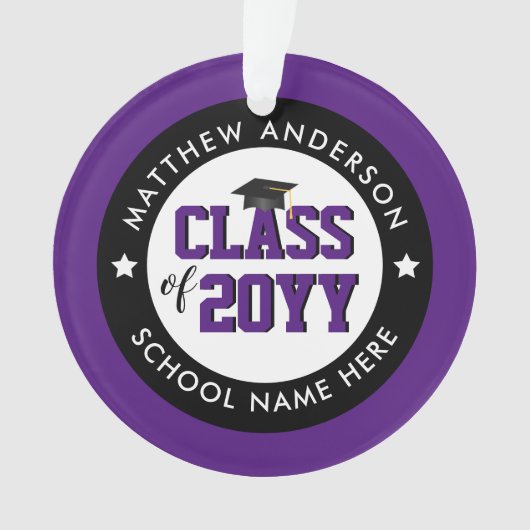 Elegant Royal Paars Class of 2023 Afstuderen Ornament (voorkant)