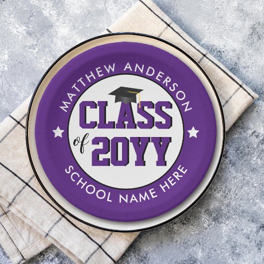 Elegant Royal Paars Class of 2023 Afstuderen Papieren Bordje