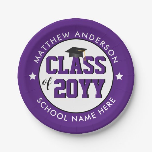 Elegant Royal Paars Class of 2023 Afstuderen Papieren Bordje (Voorkant)