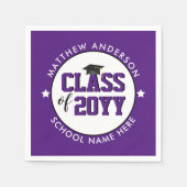 Elegant Royal Paars Class of 2023 Afstuderen Servet (Voorkant)