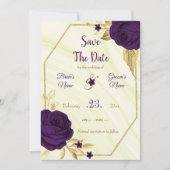elegant royal paars gold floral save the date (Voorkant)