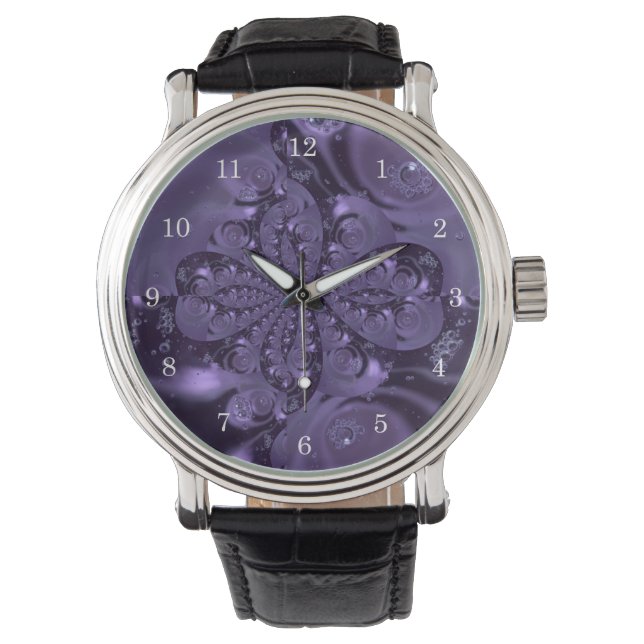 Elegant Royal Paars Liquid Sparkle Horloge (Voorkant)