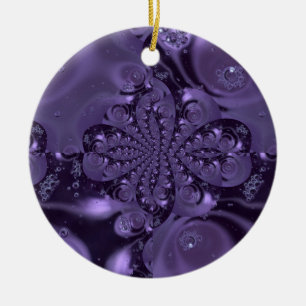 Elegant Royal Paars Liquid Sparkle Keramisch Ornament