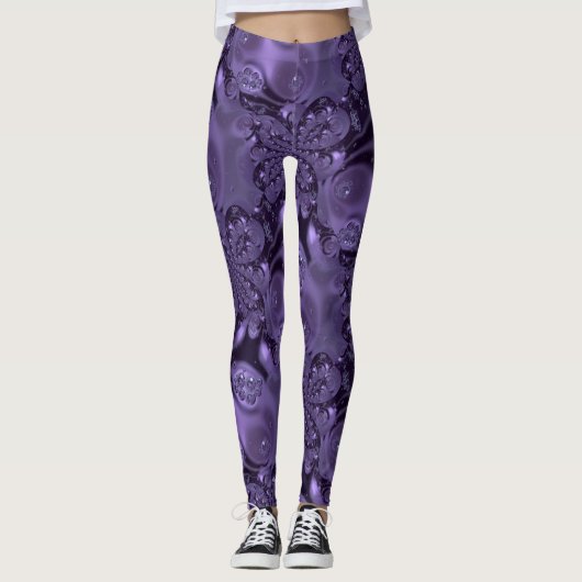Elegant Royal Paars Liquid Sparkle Leggings (Voorkant)