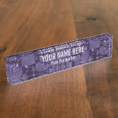 Elegant Royal Paars Liquid Sparkle Naambordje (Zijkant)