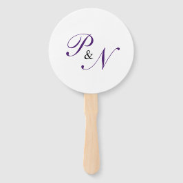 Elegant Royal Paars Monogram Wedding Programme Handwaaier