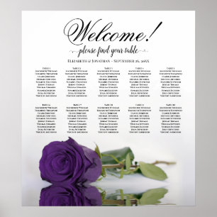 Elegant Royal Paars Roos 10 Table Seating Chart Poster