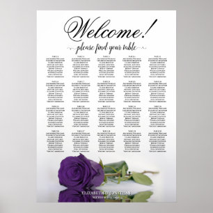 Elegant Royal Paars Roos 20 Table Seating Chart Poster