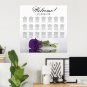 Elegant Royal paars Roos 21 Tabel Seating Chart Poster (Thuiskantoor)