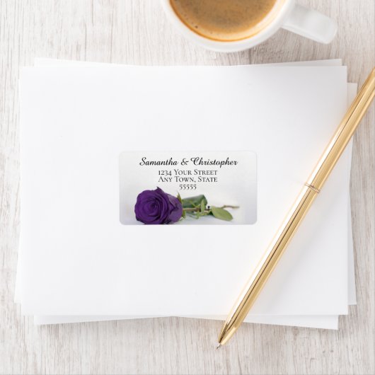 Elegant Royal Paars Roos Wedding Address Label (Insitu)