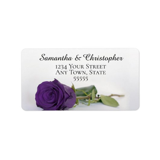 Elegant Royal Paars Roos Wedding Address Label (Voorkant)