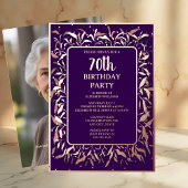 Elegant Royal Paarse 70e aangepaste verjaardagsfee Folie Uitnodiging