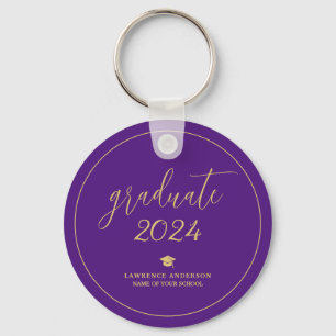 Elegant Royal Paarse Afstuderen 2024 Afstuderen Sleutelhanger