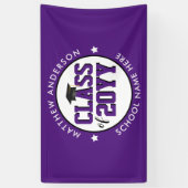 Elegant Royal Paarse Klasse van 2024 Afstuderen Spandoek (Verticaal)