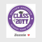 Elegant Royal Paarse Klasse van 2024 Afstuderen Sticker (Vel)