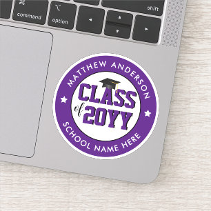 Elegant Royal Paarse Klasse van 2024 Afstuderen Sticker