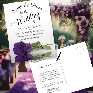 Elegant Royal Paarse Roos Wedding Save the Date Aankondigingskaart