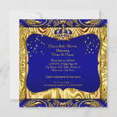 Elegant Royal Prince Baby shower Blue Gold Invite Kaart (Achterkant)