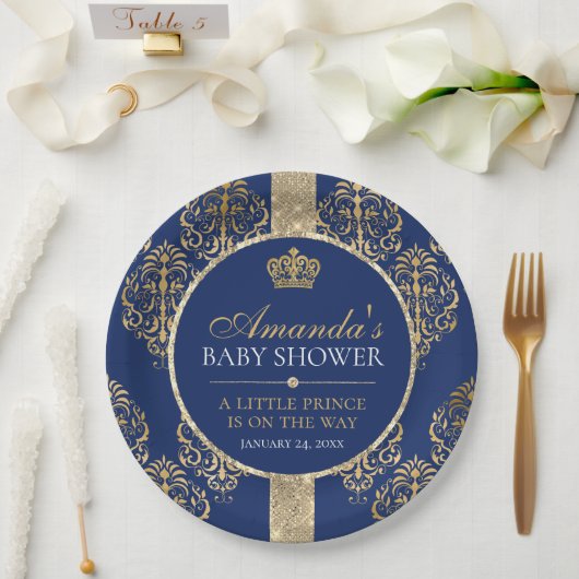 Elegant Royal Prince Baby shower Papieren Bordje (Huwelijk)