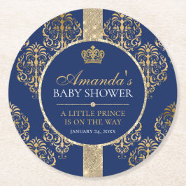 Elegant Royal Prince Baby shower Ronde Kartonnen Onderzetter