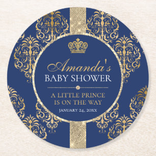 Elegant Royal Prince Baby shower Ronde Kartonnen Onderzetter