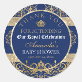 Elegant Royal Prince Baby shower Ronde Sticker (Voorkant)