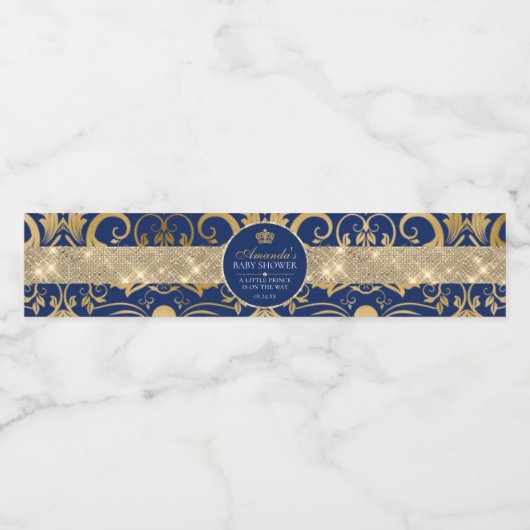 Elegant Royal Prince Baby shower Waterfles Etiket (Enkel label)