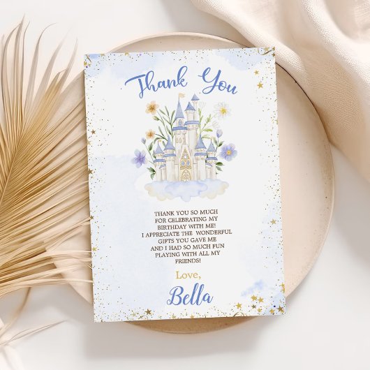 Elegant Royal Princess Castle Birthday Party Bedankkaart