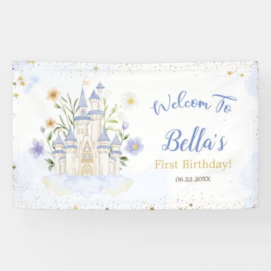 Elegant Royal Princess Castle Birthday Party Spandoek (Horizontaal)
