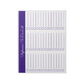 Elegant Royal Purple 8.5x11 Three Column Checklist Notitieblok (Linkerzijde)