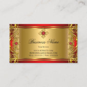 Elegant  Royal Red Jewel Golden Gold Visitekaartje (Voorkant)