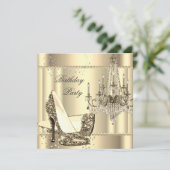 Elegant Royal Sepia Gold Cream Chandelier Kaart (Staand voorkant)