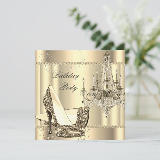 Elegant Royal Sepia Gold Cream Chandelier Kaart (Staand voorkant)