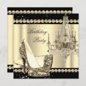 Elegant Royal Sepia Gold Cream Chandelier Party 2 Kaart (Voorkant / Achterkant)