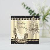 Elegant Royal Sepia Gold Cream Chandelier Party 2 Kaart (Staand voorkant)