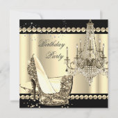 Elegant Royal Sepia Gold Cream Chandelier Party 2 Kaart (Voorkant)