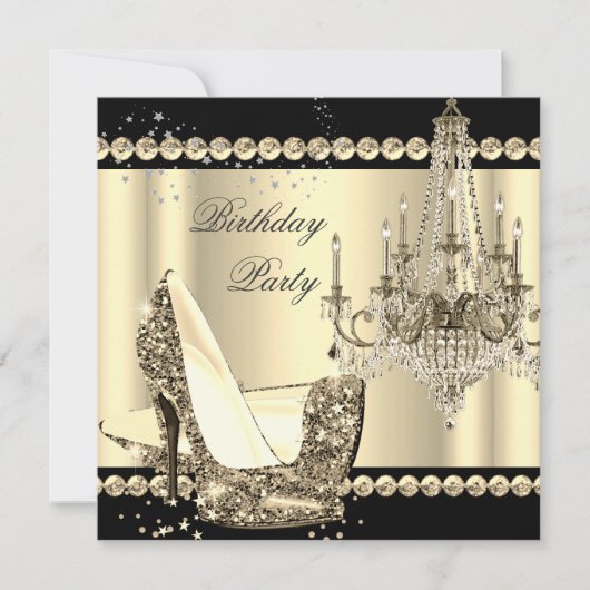 Elegant Royal Sepia Gold Cream Chandelier Party 2 Kaart (Voorkant)