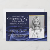 Elegant Royal Silk Navy Foto: Viering van het leve Kaart (Voorkant)