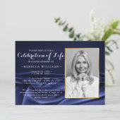 Elegant Royal Silk Navy Foto: Viering van het leve Kaart (Staand voorkant)