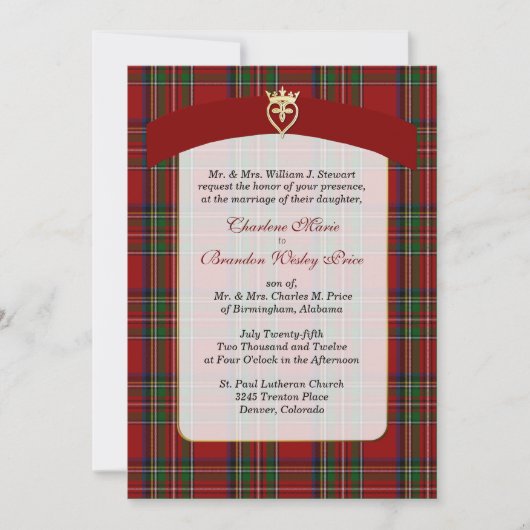 Elegant Royal Stewart Pset Wedding Invitation Kaart (Voorkant)