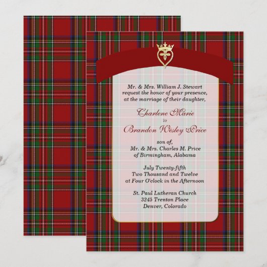Elegant Royal Stewart Pset Wedding Invitation Kaart (Voorkant / Achterkant)