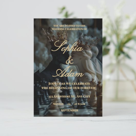 Elegant Royal Wedding Invitation Bedankkaart (Staand voorkant)