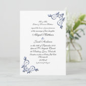 Elegant Royal Wedding Invitation Blue Flourish Kaart (Staand voorkant)