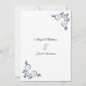 Elegant Royal Wedding Invitation Blue Flourish Kaart (Achterkant)