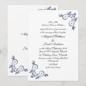 Elegant Royal Wedding Invitation Blue Flourish Kaart (Voorkant / Achterkant)