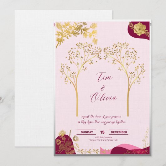 Elegant royal wedding invitation kaart (Voorkant / Achterkant)