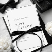 Elegant Royal White & Black  Wedding Kaart