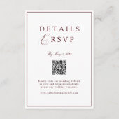 Elegant Royal White & Burgun QR Code Wedding RSVP Informatiekaartje (Voorkant)