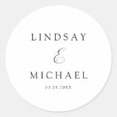 Elegant Royal White Script Wedding Ronde Sticker (Voorkant)