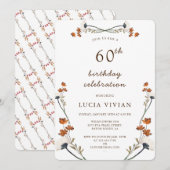 Elegant Royal Wildflower 60 Birthday Party Kaart (Voorkant / Achterkant)